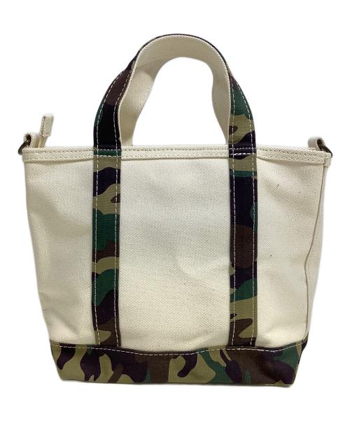 L.L.Bean（エルエルビーン）L.L.Bean (エルエルビーン) キャンバスハンドバッグ アイボリー×グリーンの古着・服飾アイテム