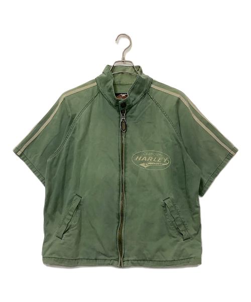 HARLEY-DAVIDSON（ハーレーダビッドソン）HARLEY-DAVIDSON (ハーレーダビッドソン) 半袖ジップアップ カーキ サイズ:Lの古着・服飾アイテム