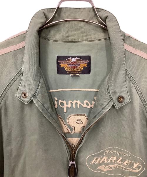 HARLEY-DAVIDSON（ハーレーダビッドソン）HARLEY-DAVIDSON (ハーレーダビッドソン) 半袖ジップアップ カーキ サイズ:Lの古着・服飾アイテム