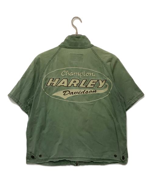 HARLEY-DAVIDSON（ハーレーダビッドソン）HARLEY-DAVIDSON (ハーレーダビッドソン) 半袖ジップアップ カーキ サイズ:Lの古着・服飾アイテム