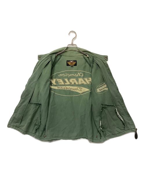 HARLEY-DAVIDSON（ハーレーダビッドソン）HARLEY-DAVIDSON (ハーレーダビッドソン) 半袖ジップアップ カーキ サイズ:Lの古着・服飾アイテム
