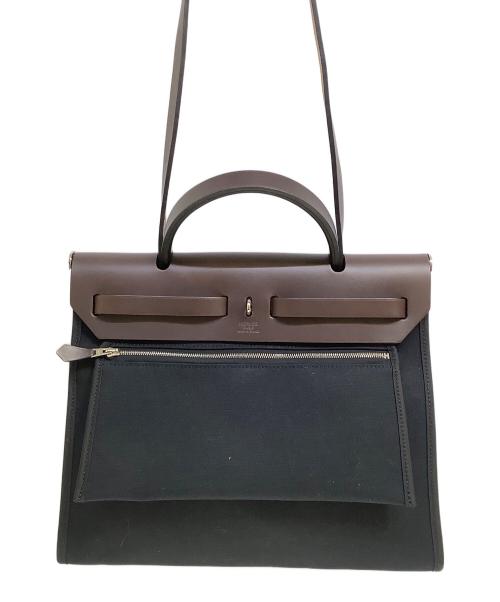 HERMES（エルメス）HERMES (エルメス) エールバッグジップPM ブラウン×ブラックの古着・服飾アイテム