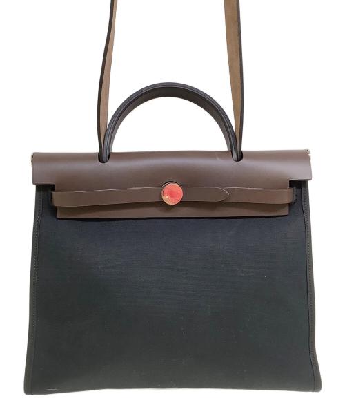 HERMES（エルメス）HERMES (エルメス) エールバッグジップPM ブラウン×ブラックの古着・服飾アイテム