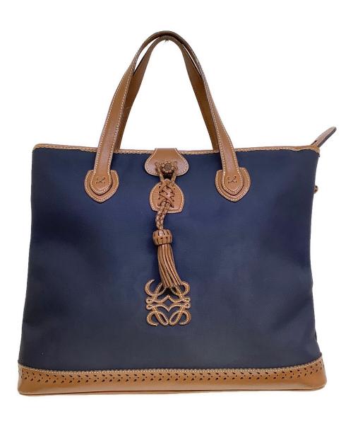 LOEWE（ロエベ）LOEWE (ロエベ) トートバッグ ネイビー×ブラウンの古着・服飾アイテム