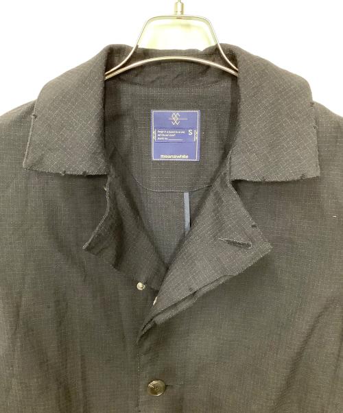 meanswhile（ミーンズワイル）meanswhile (ミーンズワイル) ステンカラーコート ネイビー サイズ:Sの古着・服飾アイテム