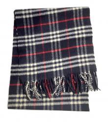 BURBERRY（バーバリー）の古着「ノバチェックカシミヤマフラー」｜ネイビー
