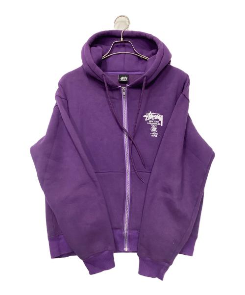 stussy（ステューシー）stussy (ステューシー) ジップパーカー パープル サイズ:Mの古着・服飾アイテム