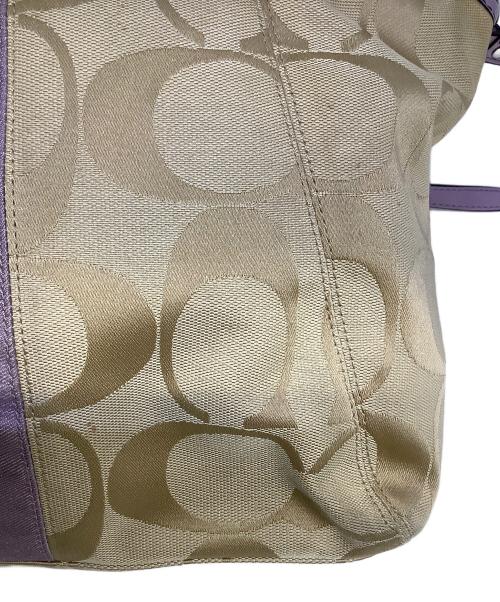 COACH（コーチ）COACH (コーチ) 2WAYバッグ ベージュ×パープルの古着・服飾アイテム