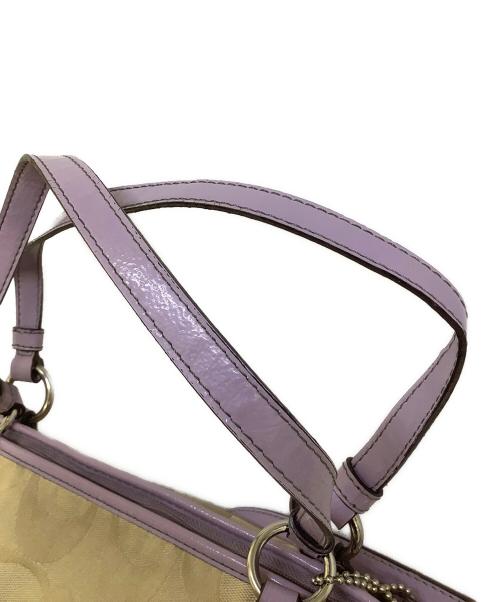COACH（コーチ）COACH (コーチ) 2WAYバッグ ベージュ×パープルの古着・服飾アイテム