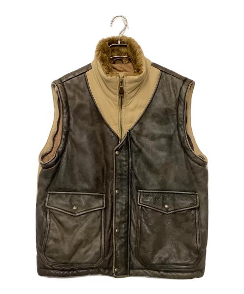 Schott（ショット）Schott (ショット) レザーベスト ブラウン×ベージュ サイズ:Mの古着・服飾アイテム