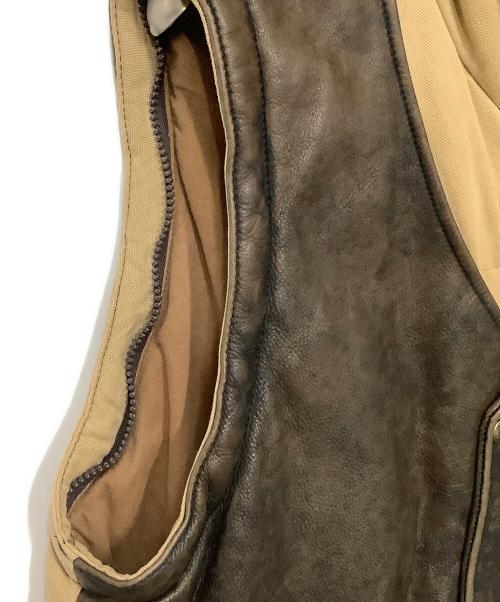 Schott（ショット）Schott (ショット) レザーベスト ブラウン×ベージュ サイズ:Mの古着・服飾アイテム