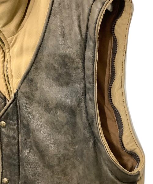 Schott（ショット）Schott (ショット) レザーベスト ブラウン×ベージュ サイズ:Mの古着・服飾アイテム