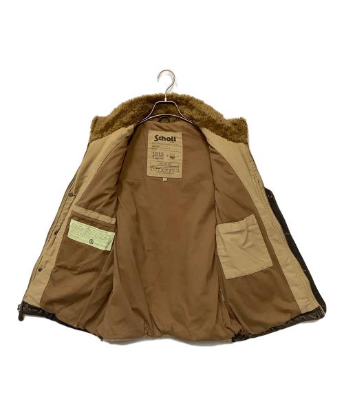 Schott（ショット）Schott (ショット) レザーベスト ブラウン×ベージュ サイズ:Mの古着・服飾アイテム