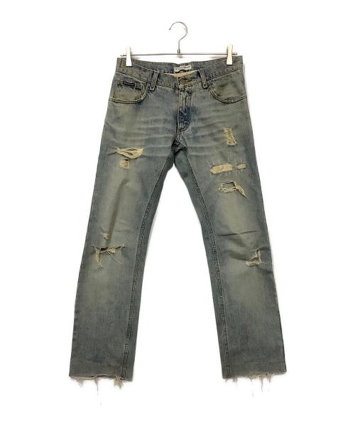 DOLCE & GABBANA（ドルチェ＆ガッバーナ）DOLCE & GABBANA (ドルチェ＆ガッバーナ) ダメージ加工デニムパンツ ブルー サイズ:44の古着・服飾アイテム