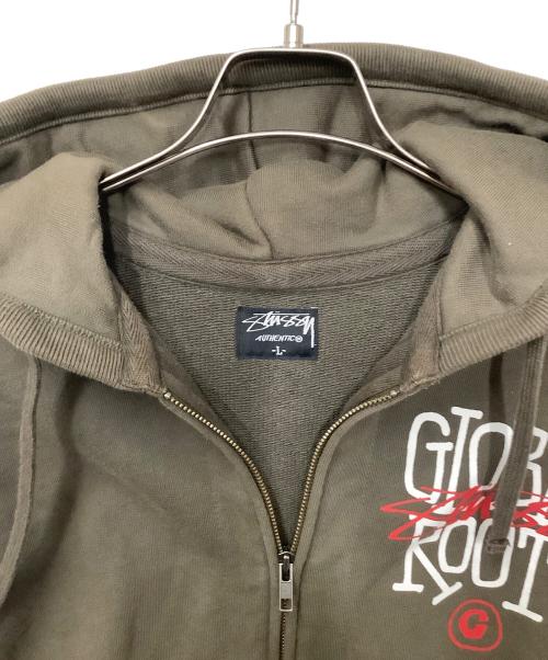 stussy（ステューシー）stussy (ステューシー) ジップパーカー カーキ×イエロー サイズ:Lの古着・服飾アイテム