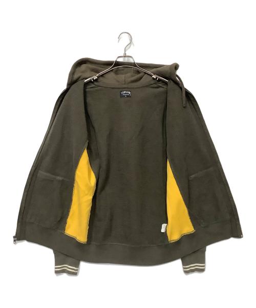 stussy（ステューシー）stussy (ステューシー) ジップパーカー カーキ×イエロー サイズ:Lの古着・服飾アイテム