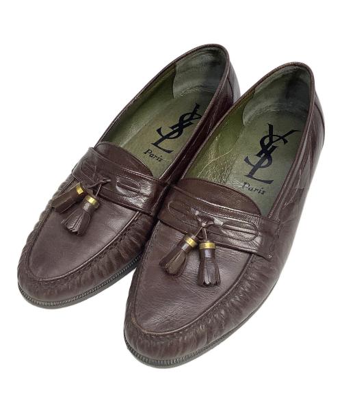 Yves Saint Laurent（イヴサンローラン）Yves Saint Laurent (イヴサンローラン) ストラップコインローファー ブラウン サイズ:25 1/2の古着・服飾アイテム