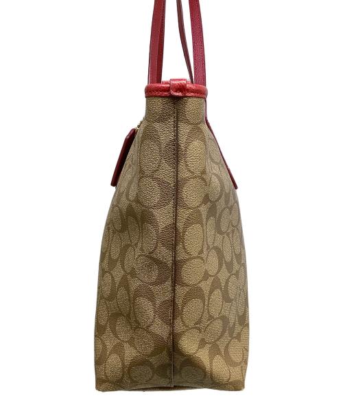 COACH（コーチ）COACH (コーチ) トートバッグ ベージュ×レッドの古着・服飾アイテム