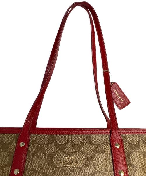 COACH（コーチ）COACH (コーチ) トートバッグ ベージュ×レッドの古着・服飾アイテム