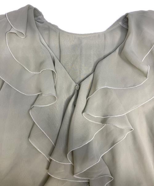 FRAY ID（フレイ アイディー）FRAY ID (フレイ アイディー) シフォンラッフルカフスデザインブラウス グリーン サイズ:Fの古着・服飾アイテム