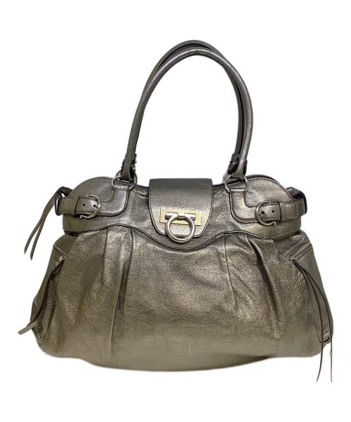 Salvatore Ferragamo（サルヴァトーレ フェラガモ）Salvatore Ferragamo (サルヴァトーレ フェラガモ) レザーハンドバッグ シルバーの古着・服飾アイテム