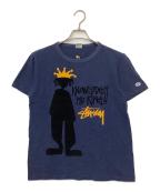 stussy×Championステューシー×チャンピオン）の古着「半袖カットソー」｜ネイビー