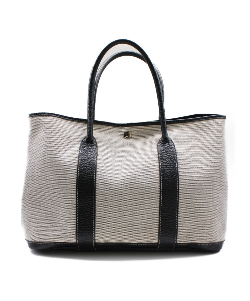 HERMES（エルメス）HERMES (エルメス) トートバッグ グレー×ブラック ガーデンパーティPM トワルアッシュ □J　2006年の古着・服飾アイテム