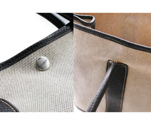 HERMES（エルメス）HERMES (エルメス) トートバッグ グレー×ブラック ガーデンパーティPM トワルアッシュ □J　2006年の古着・服飾アイテム
