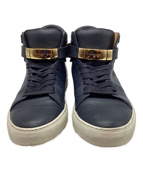 BUSCEMI（ブシェミ）BUSCEMI (ブシェミ) レザーハイカットスニーカー ネイビー サイズ:41の古着・服飾アイテム