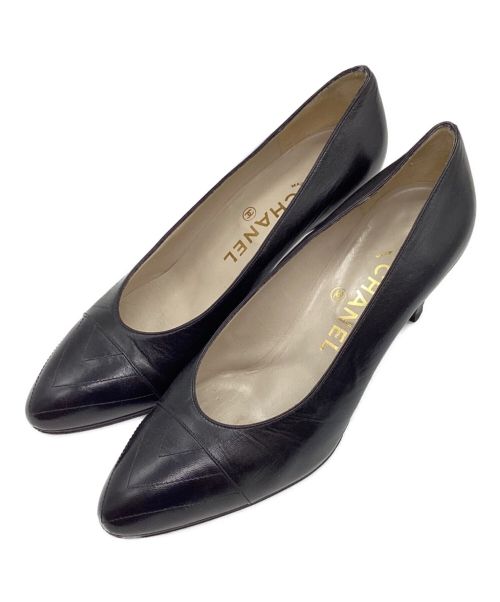 CHANEL（シャネル）CHANEL (シャネル) レザーパンプス ブラック サイズ:36の古着・服飾アイテム
