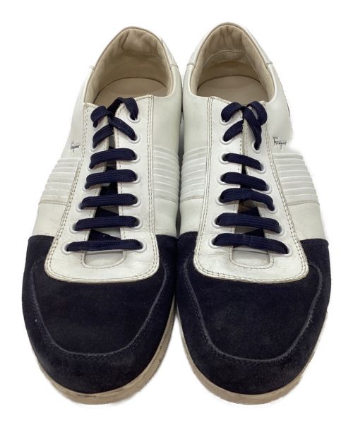 Ferragamo（フェラガモ）Ferragamo (フェラガモ) レザースニーカー ネイビー×ホワイト サイズ:9の古着・服飾アイテム