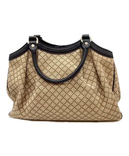 GUCCI（グッチ）GUCCI (グッチ) ハンドバッグ ベージュ×ブラックの古着・服飾アイテム