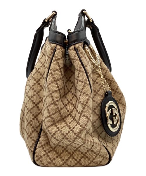 GUCCI（グッチ）GUCCI (グッチ) ハンドバッグ ベージュ×ブラックの古着・服飾アイテム