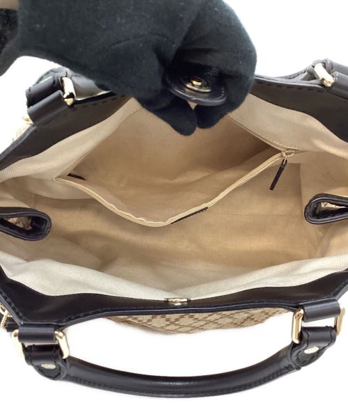 GUCCI（グッチ）GUCCI (グッチ) ハンドバッグ ベージュ×ブラックの古着・服飾アイテム