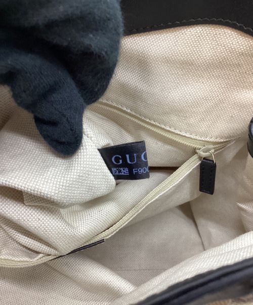 GUCCI（グッチ）GUCCI (グッチ) ハンドバッグ ベージュ×ブラックの古着・服飾アイテム