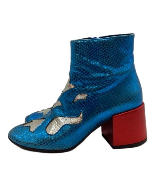 MM6 Maison Margiela（エムエムシックスメゾンマルジェラ）MM6 Maison Margiela (エムエムシックス メゾンマルジェラ) サイドジップヒールブーツ スカイブルー×レッド サイズ:37の古着・服飾アイテム