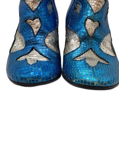 MM6 Maison Margiela（エムエムシックスメゾンマルジェラ）MM6 Maison Margiela (エムエムシックス メゾンマルジェラ) サイドジップヒールブーツ スカイブルー×レッド サイズ:37の古着・服飾アイテム