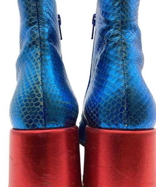 MM6 Maison Margiela（エムエムシックスメゾンマルジェラ）MM6 Maison Margiela (エムエムシックス メゾンマルジェラ) サイドジップヒールブーツ スカイブルー×レッド サイズ:37の古着・服飾アイテム