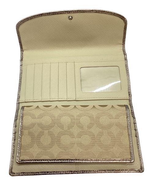 COACH（コーチ）COACH (コーチ) 長財布 ライトブラウン×メタリックブラウンの古着・服飾アイテム