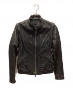 BURBERRY BLACK LABELバーバリーブラックレーベル）の古着「シングルライダースジャケット/ラムレザー」｜ブラック