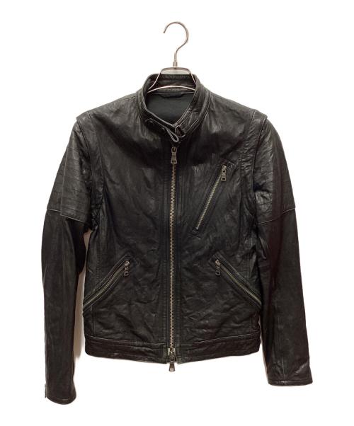 BURBERRY BLACK LABEL（バーバリーブラックレーベル）BURBERRY BLACK LABEL (バーバリーブラックレーベル) シングルライダースジャケット/ラムレザー ブラック サイズ:Mの古着・服飾アイテム