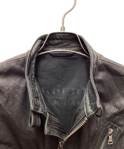 BURBERRY BLACK LABEL（バーバリーブラックレーベル）BURBERRY BLACK LABEL (バーバリーブラックレーベル) シングルライダースジャケット/ラムレザー ブラック サイズ:Mの古着・服飾アイテム