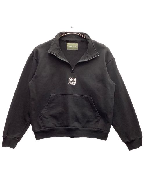 WIND AND SEA（ウィンダンシー）WIND AND SEA (ウィンド アンド シー) HALF-ZIP SWEATSHIRT ブラック サイズ:Lの古着・服飾アイテム