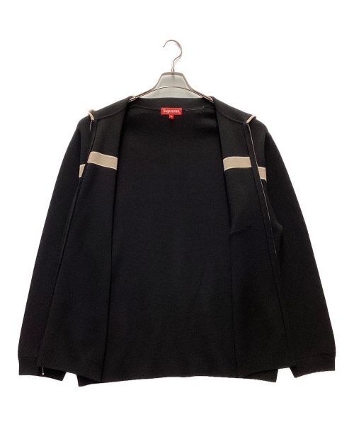 SUPREME（シュプリーム）Supreme (シュプリーム) Chest Stripe Zip Up Cardigan ブラック×ライトブラウン サイズ:XLの古着・服飾アイテム