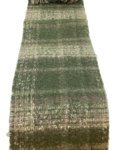 stussy（ステューシー）stussy (ステューシー) フリンジエッジ プラッドスカーフ グリーンの古着・服飾アイテム