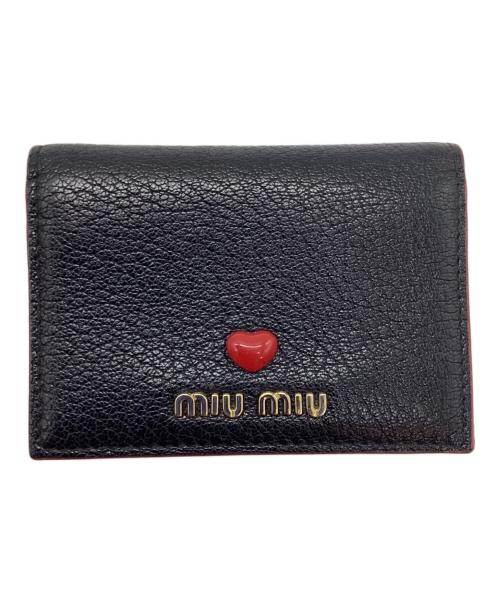 MIU MIU（ミュウミュウ）MIU MIU (ミュウミュウ) 名刺入れ ブラック×レッドの古着・服飾アイテム