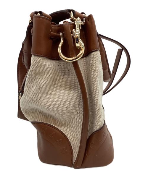 COLE HAAN（コールハーン）COLE HAAN (コールハーン) スモールキャンバスバケットバッグ ベージュ×ブラウンの古着・服飾アイテム