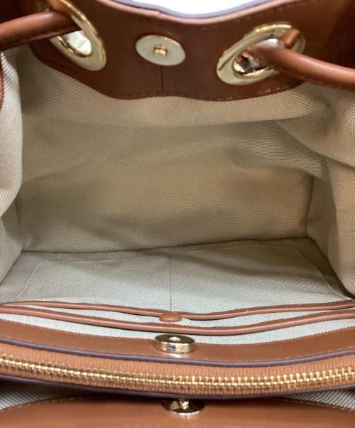 COLE HAAN（コールハーン）COLE HAAN (コールハーン) スモールキャンバスバケットバッグ ベージュ×ブラウンの古着・服飾アイテム