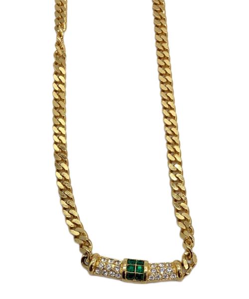 Christian Dior（クリスチャン ディオール）Christian Dior (クリスチャン ディオール) グリーン ラインストーン ネックレスの古着・服飾アイテム