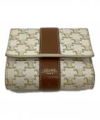 CELINEセリーヌ）の古着「3つ折り財布」｜ブラウン×ホワイト